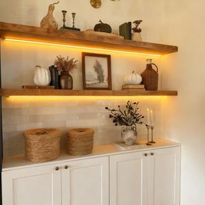 ROGMARS 48 Inches Long Walnut Floating Shelves with Led Light