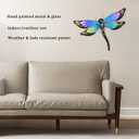 MUMTOP 18 Inch Metal Dragonfly Wall Decor, Inspiational Wall Sculpture Hanging Glass Wall Art for Indoor Outdoor Home Living Room Office Yard Garden