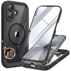 Miracase for iPhone 17 Case 6.3'', Full-Body Bumper Military Drop Protection Outdoor Phone case with Built-in Glass Screen &Camera Control,Easy Installation,No Gap,Compatible with MagSafe,Black