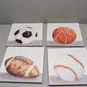 Boys Room Wall Decor Sports Decor for Boys Bedroom Rustic Soccer Football Baseball Basketball Canvas Pictures Kids Wall Art Vintage Ball Painting Nursery Playroom Artwork Home Decorations 12x12" 4 Pcs