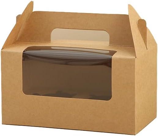 JIYIXhylera 100Pcs 16.59.59cm/6.493.743.54 inch Kraft Paper Cupcake Packing Box Christmas Gift Box with Clear Window 2 Cavity Muffin Cupcake Wedding Party Birthday Favors (100Pcs Kraft)