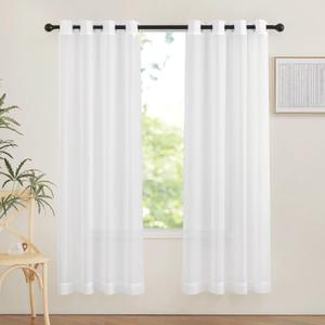 NICETOWN Sheer Curtains Panels for Bedroom - Soft Ivory Voile Drapes Balance Light for Nursery/Living Room (2 Panels, W54 x L72 Inches)