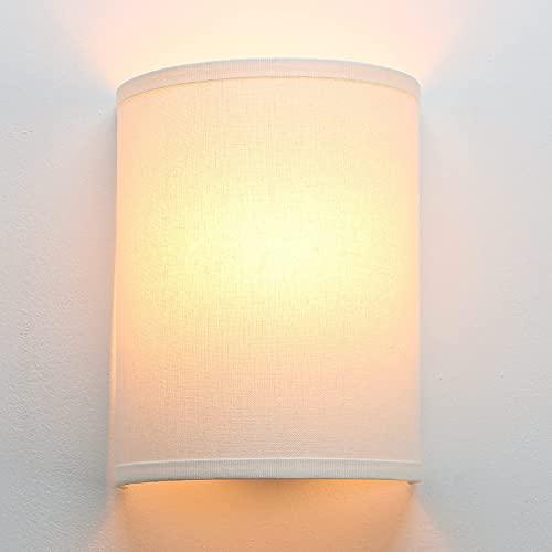 JIMUBEAM Wall Sconce Lighting White Fabric Decor, Industrial Vintage Night Light Wall Lamp Fixture with Cloth Lampshade for Bedroom Living Room Hallway Corridor