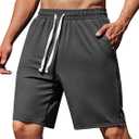 COOFANDY Workout Shorts Men 9" Black Gym Shorts Drawstring Jogging Shorts with Pockets, Black, M