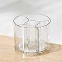 360 Degree Rotating Desk Organizer, Dual-Purpose Pencil Pen Holder, Rotating Desk Pen Organizer with 5 Compartments, Marker Caddy Pencil Cup for Office, Home, School (Clear)