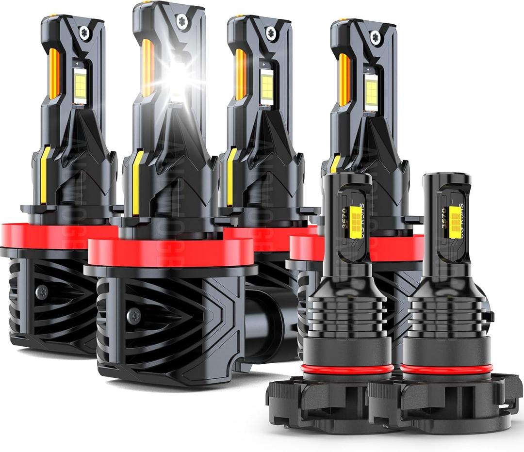 Lights Compatible for Dodge Grand Caravan Light Bulbs Fog Lights for Off road Use, Years: 2011 2012 2013 2014 2015 2016 2017 2018 2019, 48000 Lumens 800% Brightness, Pack of 6