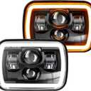 CO LIGHT New Z Beam 5x7 7x6 Inch Led Headlight Rectangle Bright High Low Beam DRL Amber Turn Signal Compatible for H6054 H5054 Chevy Express Van Jeep Cherokee YJ XJ Truck Pickup Van, 2PCS (T004-YY-ZQ-pair)