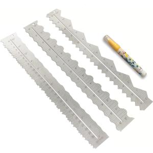 3PCS Stainless Steel Metal Paper Tearing Ruler Craft Ruler for Cutting Paper to Wavy Line Jagged and Irregular Edges 12'' Measuring Tool for Engineering School Office Architect and Drawing