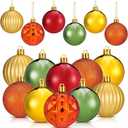 Syhood 30 Pcs Thanksgiving Ball Ornaments for Tree Fall Ball Hanging Ornaments Decorations Glitter Gold Orange Bronze Brown Hanging Autumn Decor for Autumn Harvest Holiday Party Home Supply 2.36 Inch