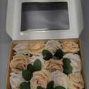 Ling's moment Artificial Flowers 16pcs Silk Roses with Stems, 3.5" Fake Vendela Roses Bulk for DIY Wedding Bouquets Centerpieces Party Baby Shower Home Decoration, French Orange & Cream