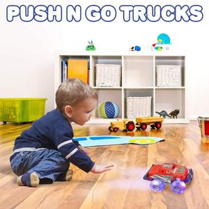Light-Up Monster Truck Toys (2-Pack)  Push-&-Go Cars with Glowing Wheels  Birthday Gift for Toddlers, Boys & Girls Ages 3+  Durable Friction-Powered Trucks  Batteries Included