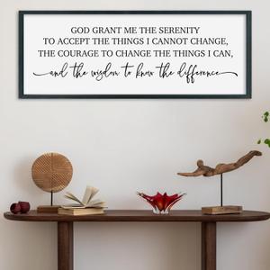 SRSZHIYUE Serenity Prayer Christian Inspirational Quote Wall Decor Art 32"12" Rustic Catholic Bible Verse Holy God Grant Me Religious Sign Farmhouse Home Living Room Religious Horizontal (Black)