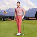 M MAELREG Golf Shirts for Men Dry fit Sports Jacquard Lightweight Performance Texture Short Sleeve Collared Polo Shirts (Pink, XL)