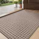 DEXI Front Entryway Door Mat Non Slip 24x36, Washable Entry Way Mats Inside Entrance Low Profile, Welcome Doormat Dirt Trapper for House Floor Home Porter Hall Backdoor Area, Light Taupe