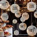 30 Pcs Disco Ball Balloons 32" 22" 10" 4d Balloons 70s Disco Party Decorations Round Metallic Silver Foil Balloon for Dance Birthday Wedding New Years Eve Party Supplies