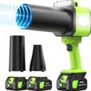 DEGGE Brushless Leaf Blower Cordless, Handheld Leaf Blowers with LED Work Light, Two Interchangeable Nozzles, Turbo Jet Blower for Lawn Care, Patio Cleaning, Garage Dust & Outdoor Use