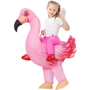 COMIN Inflatable Flamingo Costume Kids Halloween Blow up Costumes for Boys Girls Funny Riding Air Costume for Party Cosplay (7-10Yrs)