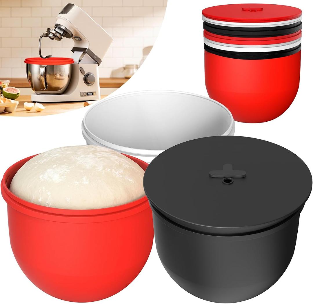 Silicone Liners for KitchenAid 7 Quart Stand Mixer - Bwol Liners for Kitchen Aid Mixer, No More Mixer Bowls Needed - 3 Liners & 3 Lids, Red & White & Black