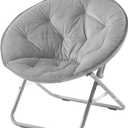 Urban Lifestyle Micromink Foldable Saucer Chair, Grey