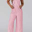 PRETTYGARDEN Overall Jumpsuit For Women 2025 Summer Casual Wide Leg Sleeveless Button Striped Jumpsuits Trendy Outfits (Pink, XXL)