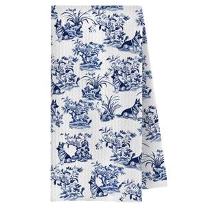 ChenCraty Chinoiserie German Shepherd Kitchen Towels, German Shepherd Gifts Dish Tea Towels for Kitchen Decor, Grand Millenial Floral Dog Decorative Hand Towels for Bathroom, 16x24 Inches