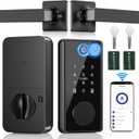 WiFi Fingerprint Smart Lock for Front Door - Keyless Entry Door Lock with Handle Set | No Bridge Required Electronic Digital Keypad Deadbolt with APP Control,Auto-Lock,USB-C Charging Port