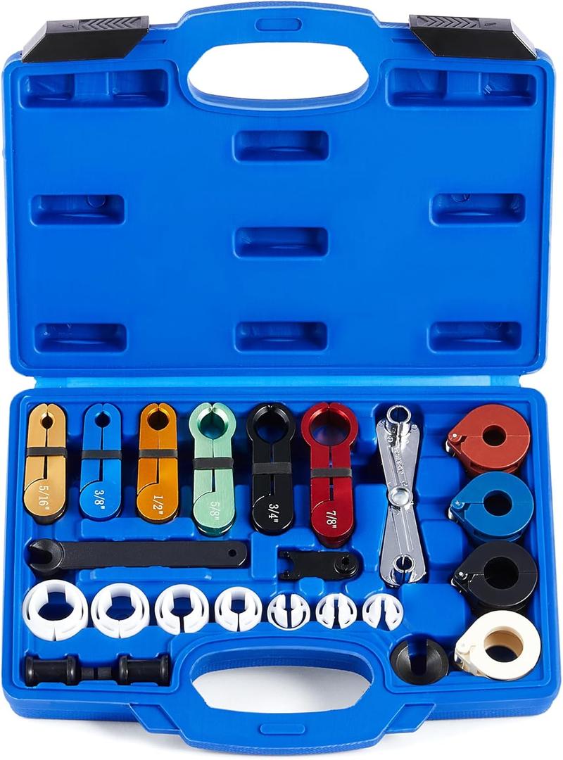 Orion Motor Tech Master Quick Disconnect Tool Set, 25pc Line Disconnect Tool Kit for A/C Fuel & Transmission Systems, Fuel Line Disconnect Tools for Mechanics Compatible with Ford Chevy GM More, Blue