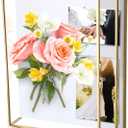 ELLDOO Shadow Box Frame 8x10inch - Glass Display Case with White Foam Backplane and Pins for Tabletop and Wall Display, Gold Metal Keepsakes Memory Box for Wedding Bouquet Memorabilia Medals Photos