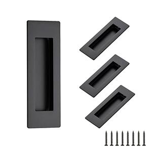 Ravinte 4 Pack Black Sliding Closet Door Handles Black Flush Pulls 4.72in Length Recessed Finger Pulls for Sliding Barn Door Sqaure Cabinet Pulls Stainless Steel