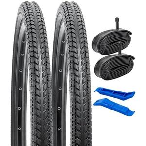 YUNSCM 2-PCS 26" Road Bike Tires 26 X 2.0/53-559 and 26" Heavy Duty Bike Tubes Schrader Valve Compatible with 26x1.95 26x2.0 26x2.10 Bike Bicycle Tires and Tubes (Y-1065)