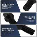 Black M14x1.5 Wheel Lug Bolts, 10 Pack Lug Bolt, 28mm Shank Length, 17mm Hex Conical Seat, One-Piece Aftermarket Lug Studs Set Compatible with A1 A3 A6, Golf Passat Beetle, C280 C300 C350