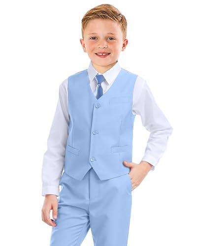 Boys’ Formal Suit 5 Piece Set, Toddler Tuxedos for Wedding, Suits for Teens Boy Dress School Clothes, Size: 4