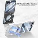 Clear Magnetic Case for Samsung Galaxy Z Flip 7 with Ring Holder & Built-in Screen Protector [Compatible with Wireless Charging ] Crystal Clear Plating Shockproof Cover for Z Flip 7 (Transparent)