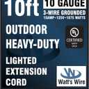 10 ft - 10 Gauge Heavy Duty Extension Cord - Lighted SJTW - Indoor/Outdoor Extension_Cord by Watt's Wire - 10' 10-Gauge Grounded 15 Amp ExtensionCord Splitter (Yellow)