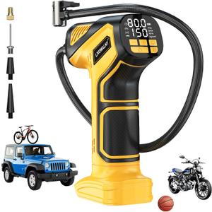 Tire Inflator Portable Air Compressor Compatible With Dewalt 20V Battery, LIVOWALNY 150PSI Air Pump Cordless Tire Pump Digital Pressure Gauge, Tire Inflator for Car, Bike, Motorcycle (No Battery)