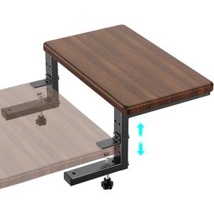 3 in 1 Clamp on Desk Extension & Monitor Shelf,16.5" Desktop Organizer, Adjustable Height Heavy Duty Desk Shelf Organizer for Gaming,Printer Stand,Computer Monitor and Laptop Riser,Office Accessories (Walnut)