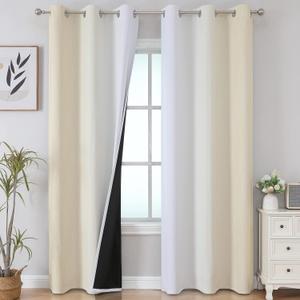 Estelar Textiler Beige and Greyish White Blackout Curtains for Living Room, Thermal Insulated Ombre Grommet Curtains & Drapes for Dining Room, Full Room Darkening Curtains for Bedroom,42Wx84L,2 Panels