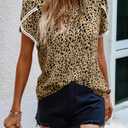 PRETTYGARDEN Womens Ruffle Petal Sleeve Lace Crochet Floral Boho Tunic Top (XS)