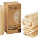 Chill Ah Green Glow Loofah Sponge Set  100% Plant-Based, Dye-Free, Biodegradable, Scratch-Free, Handcrafted in Vietnam (2-Pack)