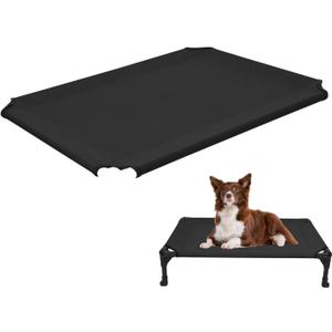 Veehoo Cooling Elevated Dog Bed, Outdoor Portable Raised Dog Cot Replacement Cover, Pet Hammock, Breathable Mesh Washable, Black  27x40 & Brown Cover