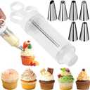 2 x Suuker Cake Decorating Gun, Cupcake Icing Piping Kit, Cake Decorating Kit with 6 Stainless Steel Piping Tips, Cupcake Injector/Decorating Icing Set, White
