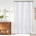 Ruffle Stall Shower Curtain, Vintage Handcrafted Bow Tie Bath Curtain for Master Bathroom, Ruched Microfiber Bathroom Curtain with 8 Buttonholes, 48" W x 72" H, White (LQ-10)