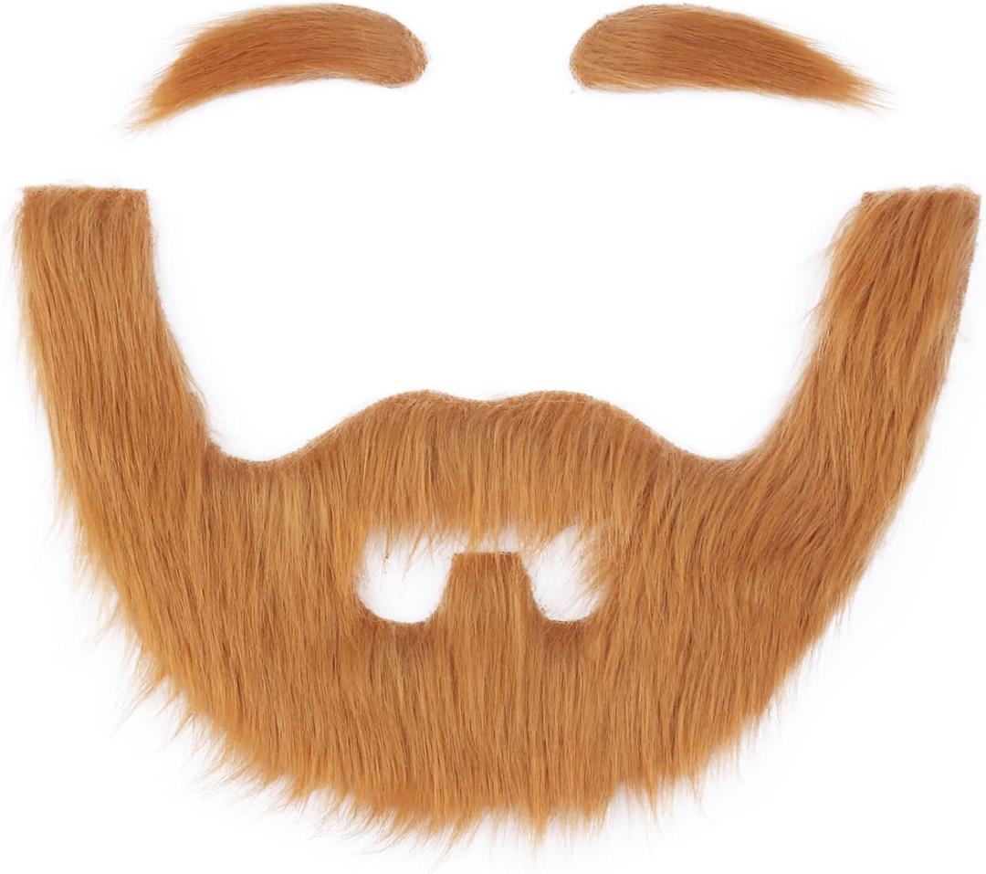 2 x Full Fake Beard and Eyebrows Self Adhesive Realistic Costume Facial Hair Stick On Beard
