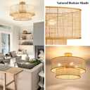Hamilyeah 20 inch Ceiling Light Fixture Flush Mount Double Layer, Boho Light Fixture Ceiling Mount Wicker Shade, Bamboo Woven Rattan Fixture Light for Living Room, Bedroom, Dining Room