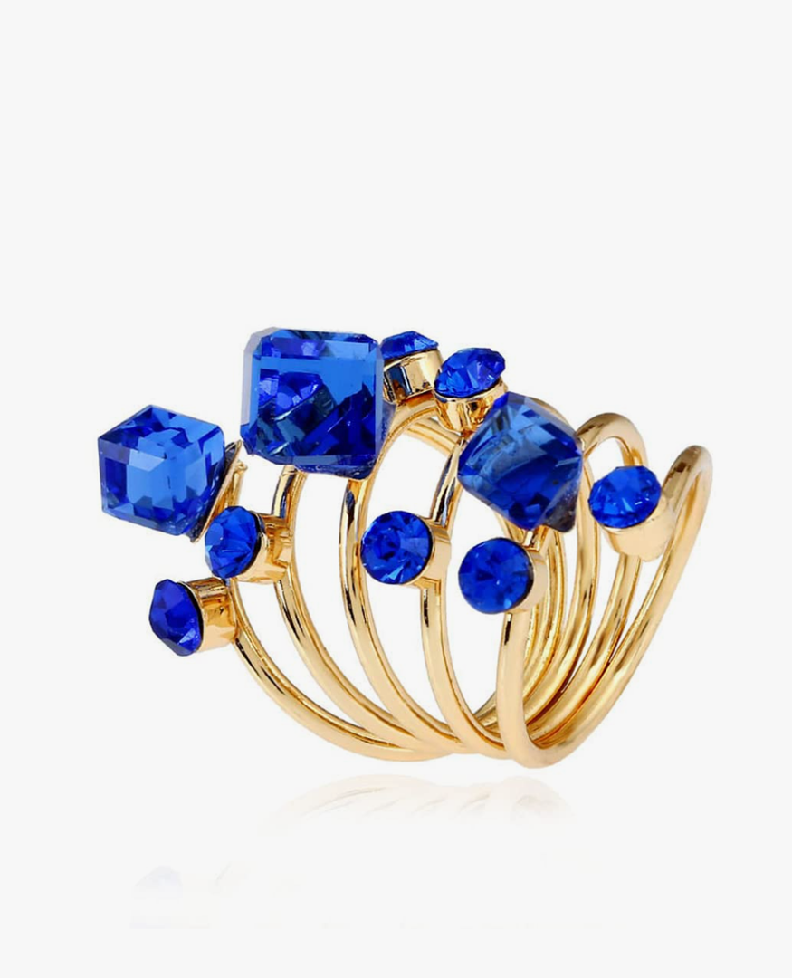 OIDIMS Big CZ Crystal Statement Wedding Ring for Women Birthstone Cubic Zirconia Balls Fashion Spring Gemstone Open Band Wrap Birthday Valentine's Day Cocktail Party Rings Dainty Jewelry Gifts