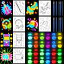 Maitys 22PCS 6 Sets Pre Drawn Canvas Painting Kit with Glow in The Dark Paint 8 x 10 Inches Pre Drawn Canvas Favor for Adults for Valentine Gifts DIY Adult's Date Party(Retro)