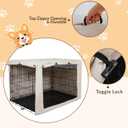 HiCaptain Dog Crate Cover 30.0" L x 19.0" W x 21.0" H with Breathable Mesh, Durable Heavy Duty Kennel Cover, Dual Zippered Panels, Windproof Waterproof UV-Resistant(Beige)