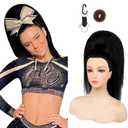 SEIKEA Cheer Ponytail Hair Piece, 100% Super Protein Fiber Straight Cheerleader Hairpiece Lightweight Silky Smooth Fluffy 18" Ponytail Extension for Cheerleader Competition, Dance Natural Black