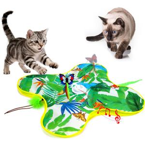Interactive Cat Toys, Butterflies,Hidden Feathers,Realistic Animal Sounds,Touch-Activated,Rechargeable Moving Cat Toy,for Bored Adult Cats Home Alone