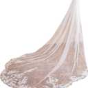 EllieWely Cathedral Length 1 Tier Lace Wedding Bridal Veil F13 (3M*3M (118 inch), Ivory)